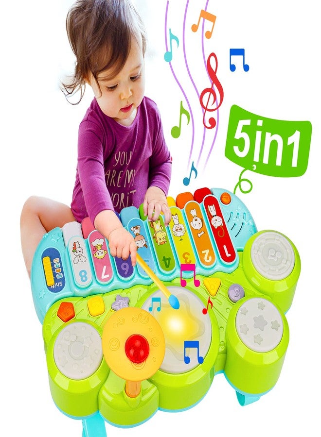 AugToy Baby Musical Toys 3 in 1 Piano Keyboard Xylophone Drum Set for 1 Year Old Girls Boys Toys Age 2 Music Instrument Learning Toys Toddlers 1-3 0-2 First Birthday Gift Infant Baby Toys 6 9 12 18 Month - Image 1